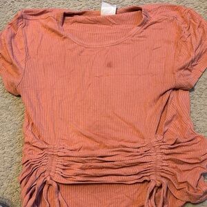 No Boundaries Rust Short Sleeve Ribbed Top